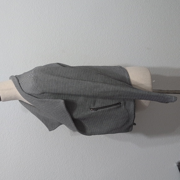 Premise Textured Black & White Striped Open Blazer Zippered Pockets Women Small - Picture 3 of 10